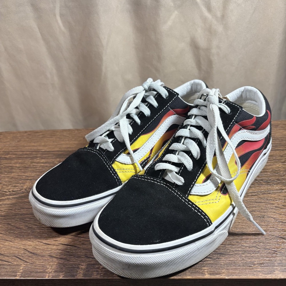 Vans Old Skool Shoes Mens Size 6 Womens 7.5 Flame Multicolor Low Top Sneaker